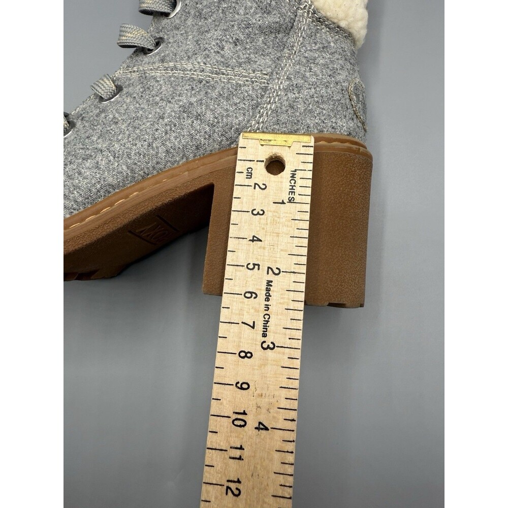Roxy Women’s Gray Lace-Up Zip Ankle Boots Faux Shearling Lined Block Heel Size 8 - Picture 15 of 15